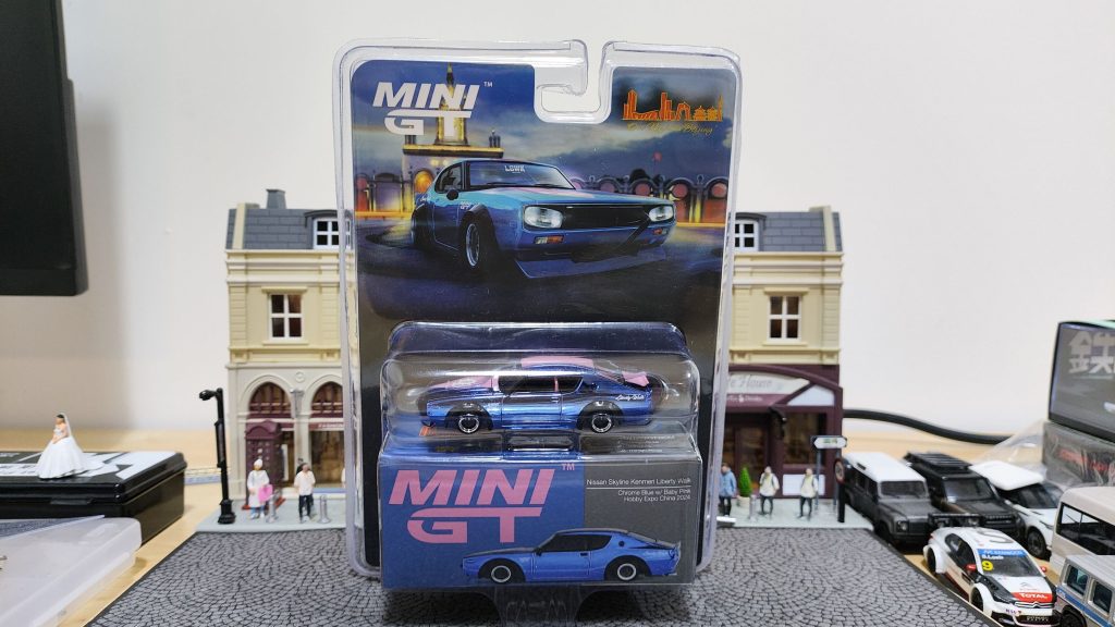 MINI GT Nissan Skyline Kenmeri Liberty Walk Chrome Blue w/ Baby Pink "One Night in Beijing"