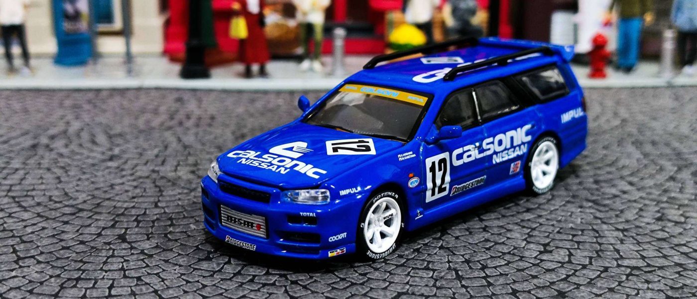 Pop Race 1:64 Nissan Stagea Simon's Garage #62 Blue ALL IN TUNING EVEN