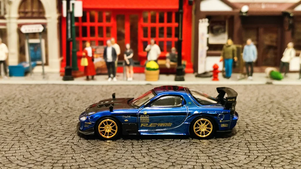 MINI GT Mazda RX-7 RE-Amemiya Chrome Blue One Night in Malaysia 2025